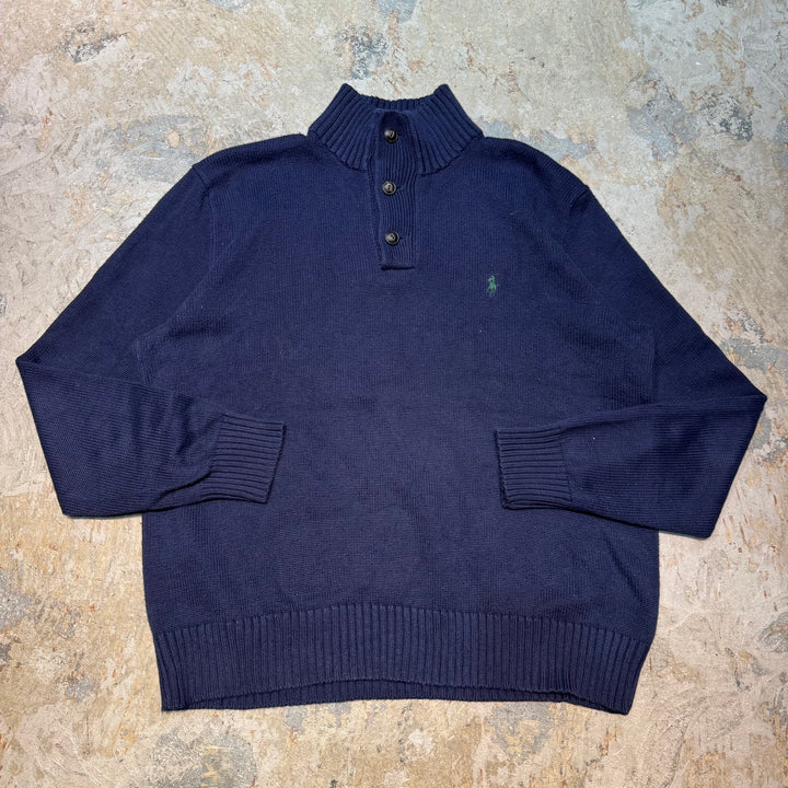 古着 Polo by Ralph Lauren/ポロバイラルフローレン/ ハーフボタンニットセーター/ サイズL