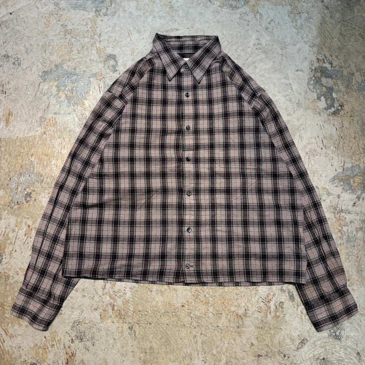 古着 St.JOHN'S BAY/ セントジョーンズベイ/ ボタンダウン短丈長袖リメイクシャツ/ チェック柄/サイズL