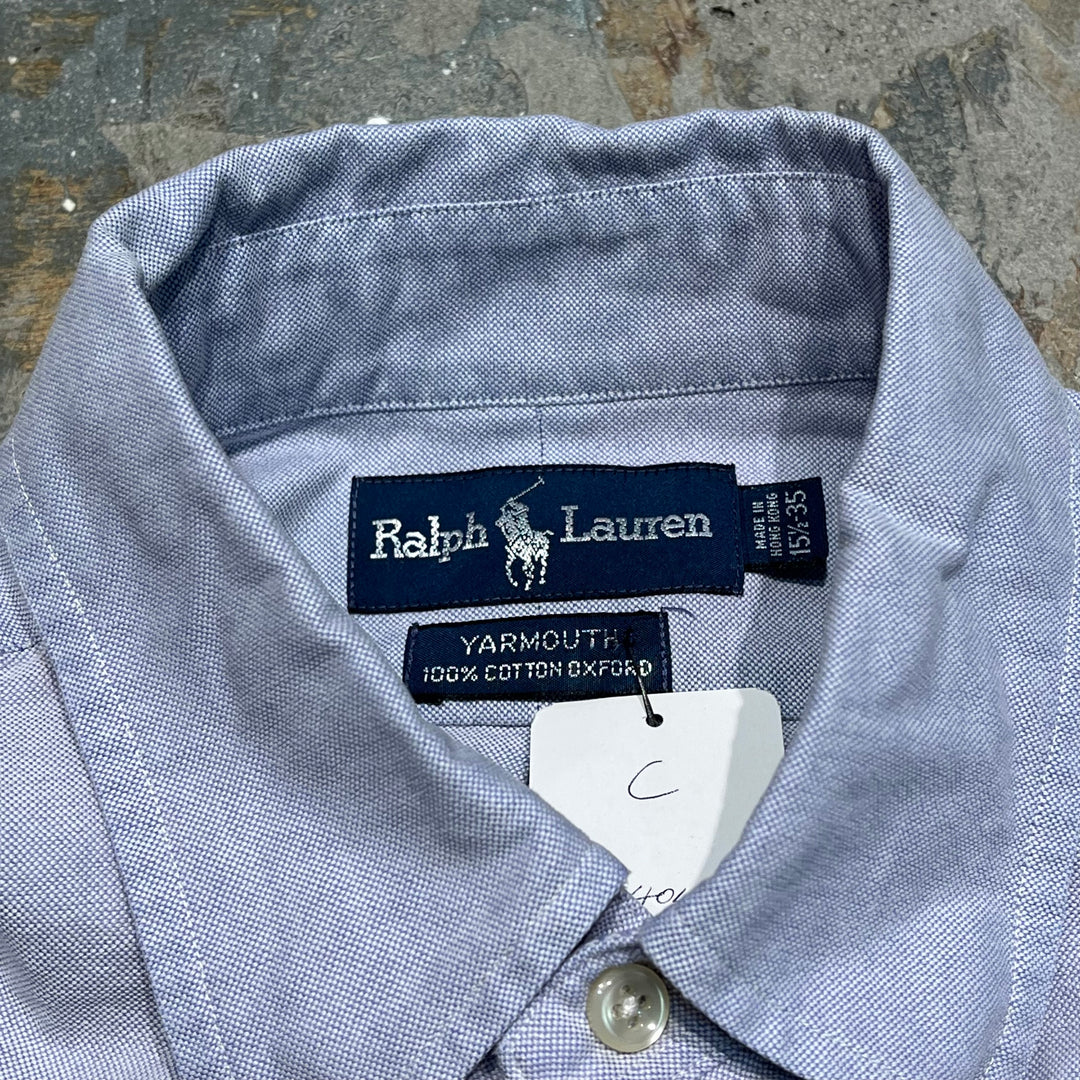 #4404 古着 Ralph Lauren/ラルフローレン/Long Sleeve Button Down Shirt/長袖ボタンダウンシャツ/無地/YARMOUTH/ヤーマス/サイズ 15 1/2-35