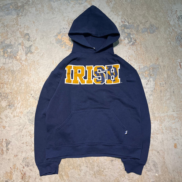 #3777 古着 RUSSELL ATHLETIC/ラッセルアスレチック /Pull Orver Hoody / プルオーバーパーカー /IRISH/カレッジロゴ/サイズM