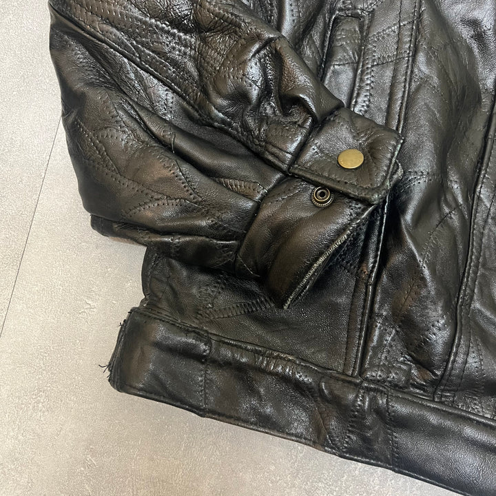 #1856 Unknow 古着/Leather jacket/フロントボタンレザージャケット/サイズXXL