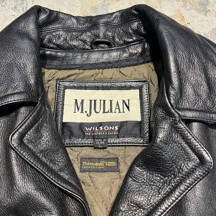 #3319 古着 WILSONS/Leather Jacket/フロントボタンレザージャケット/サイズL