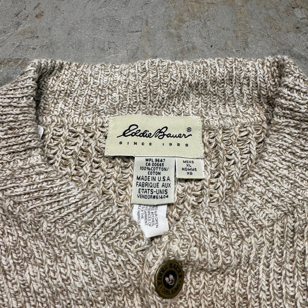 古着 90's Eddie Bauer/ エディーバウアー/ ハーフボタンニットセーター/ ヘンリーネック/サイズXL