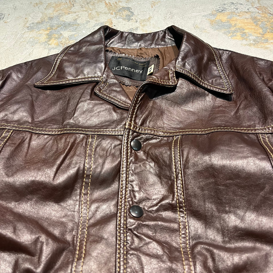 #3317 古着 Unknow/Leather Trucker Jacket/レザートラッカージャケット/サイズL