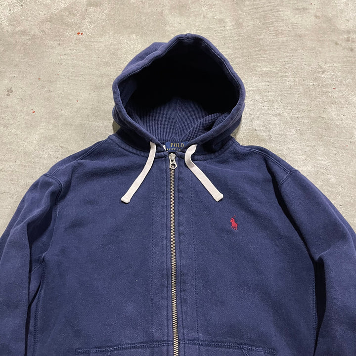 #3828 古着 POLO Ralph Lauren/ポロラルフローレン/Zip Up Hoody / ジップパーカー / フード裏地サーマル/reverse weaveタイプ/サイズM