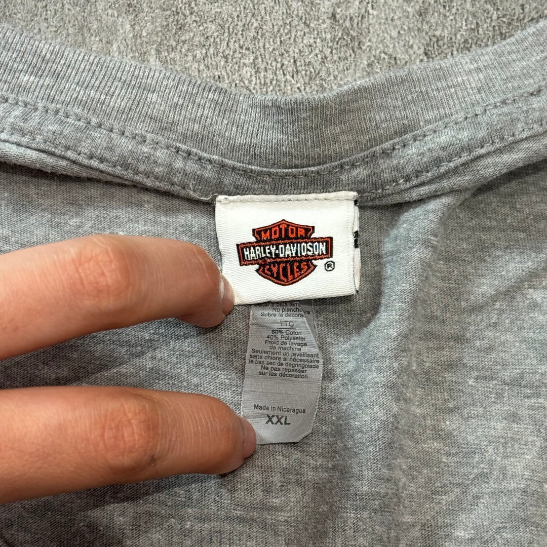 古着 Harley-Davidson ハーレーダビッドソン プリントTシャツ レディース Y2K Vネック サイズ2XL