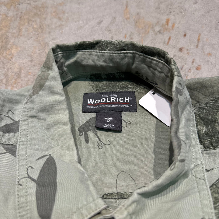 旧衣服WOOLRICH/羊毛rich /扣式短袖衬衫/总图案/尺寸M