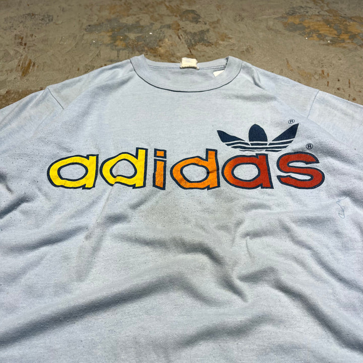 古着 USA製 80's adidas/アディダス/ヴィンテージ シングルステッチ プリントTシャツ/サイズM