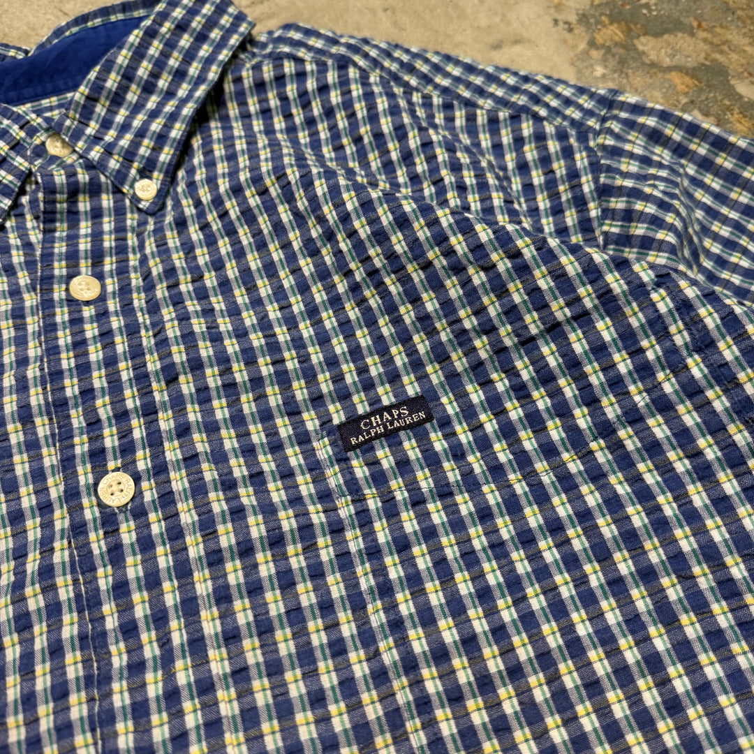 古着 CHAPS RALPH LAUREN/ チャップス ラルフ ローレン/  ボタンダウン半袖シャツ/ チェック柄/ サイズL