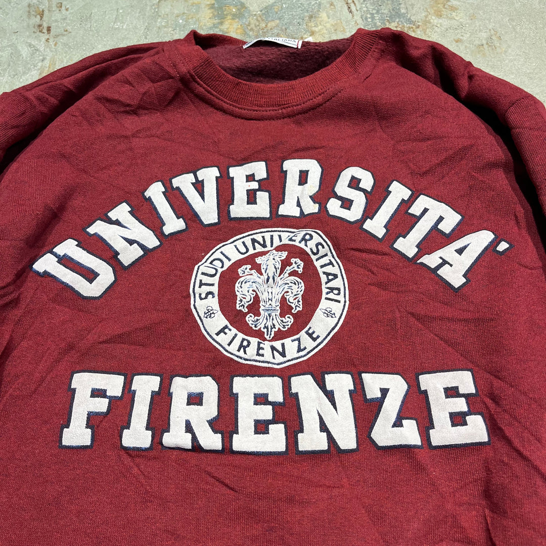 #3840 古着Unknow/crew neck sweat/ クルーネックスウェット UNIVERSITA' FIRENZE/サイズXL