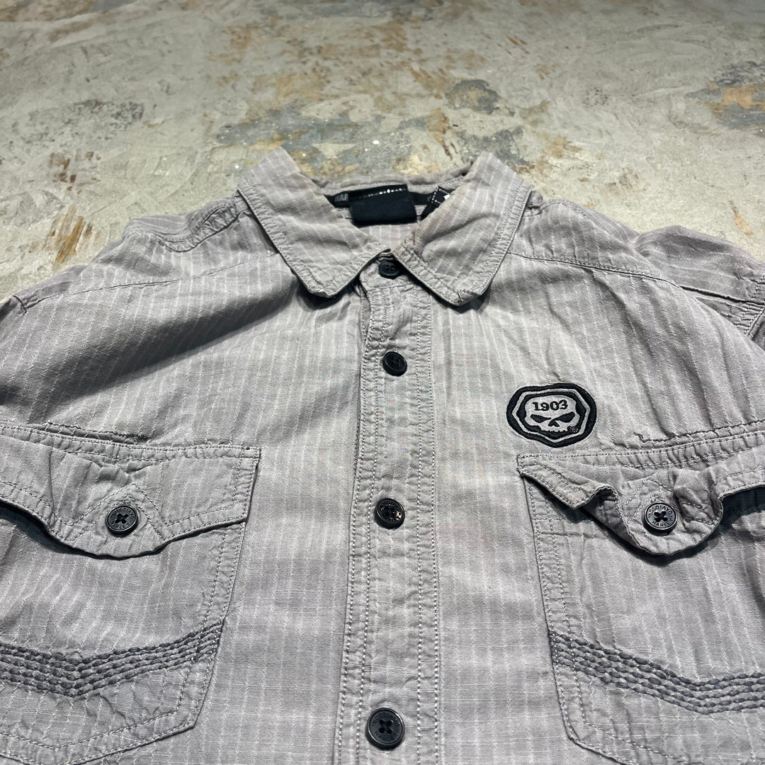 #4313 Harley-Davidson ハーレーダビッドソン L/S Work Shirts/ワークシャツ/ストライプ柄/サイズXL