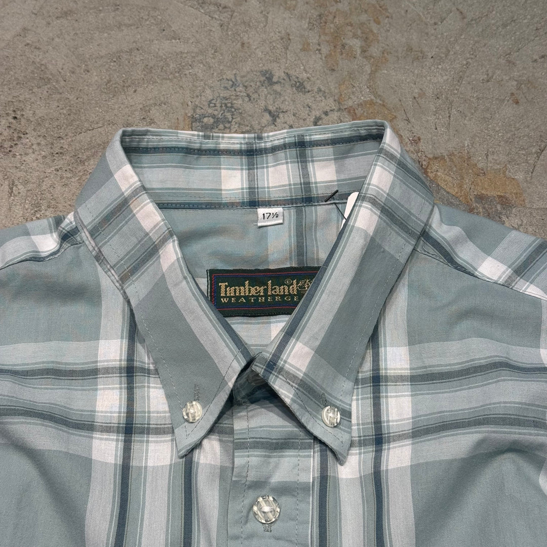 旧衣服timberland/汀布莱克/纽扣短袖衬衫/翻拍/格子图案/尺寸XL