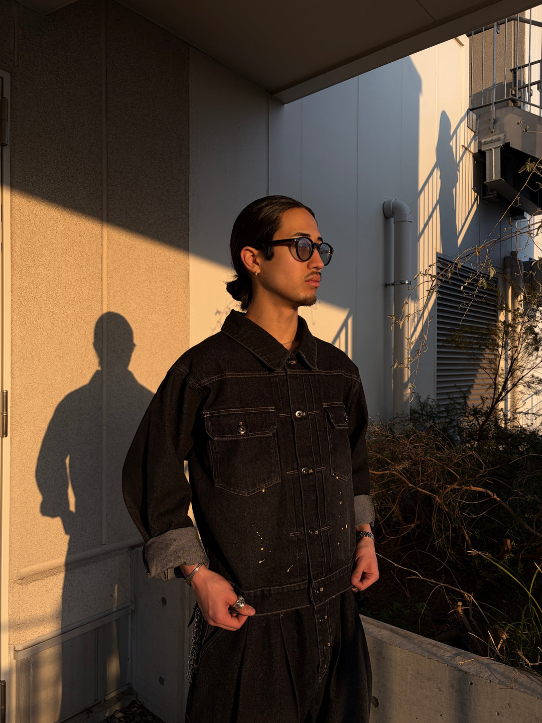 ウォッシュペイントデニムジャケット/セットアップ着用可