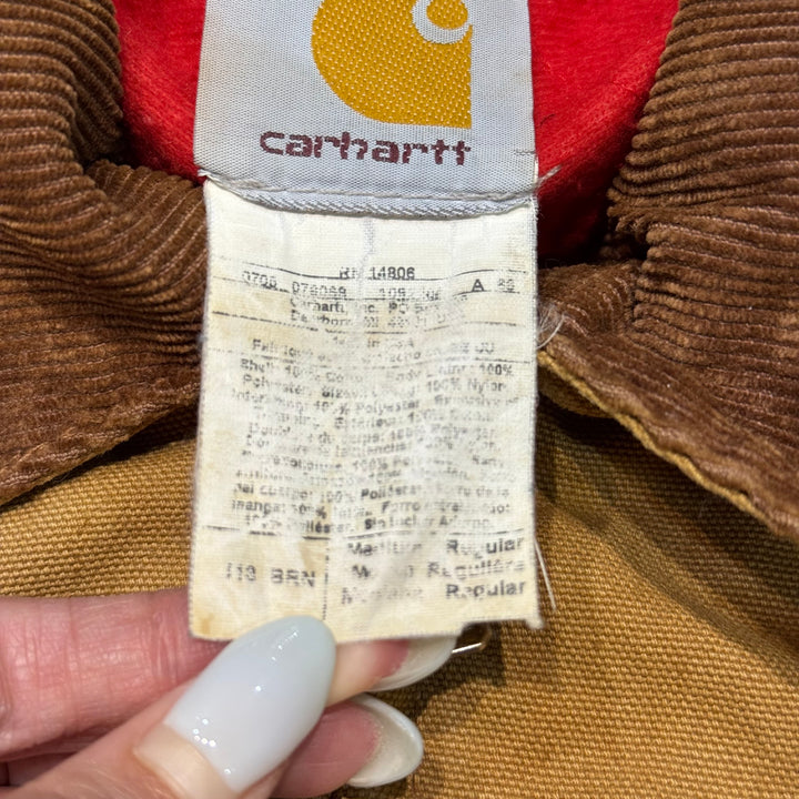 중고 의류 Carhartt/ Santa Fe 재킷/ 오리 직물/ 퀼트 라이닝/ 코듀로이 칼라/ 크기에 해당