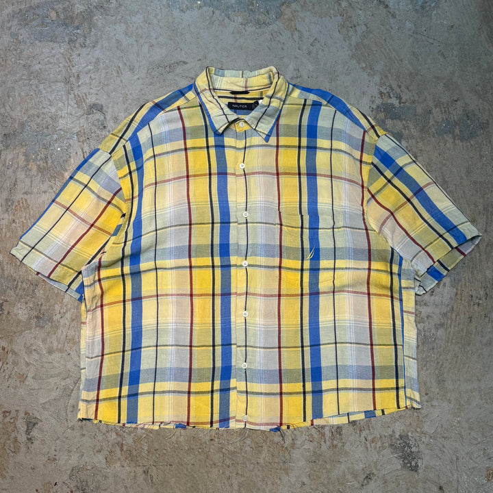 Used clothing nautica/ Nautica/ Short sleeve shirt/ Remake/ Remake/ Checkered pattern/ Size XL