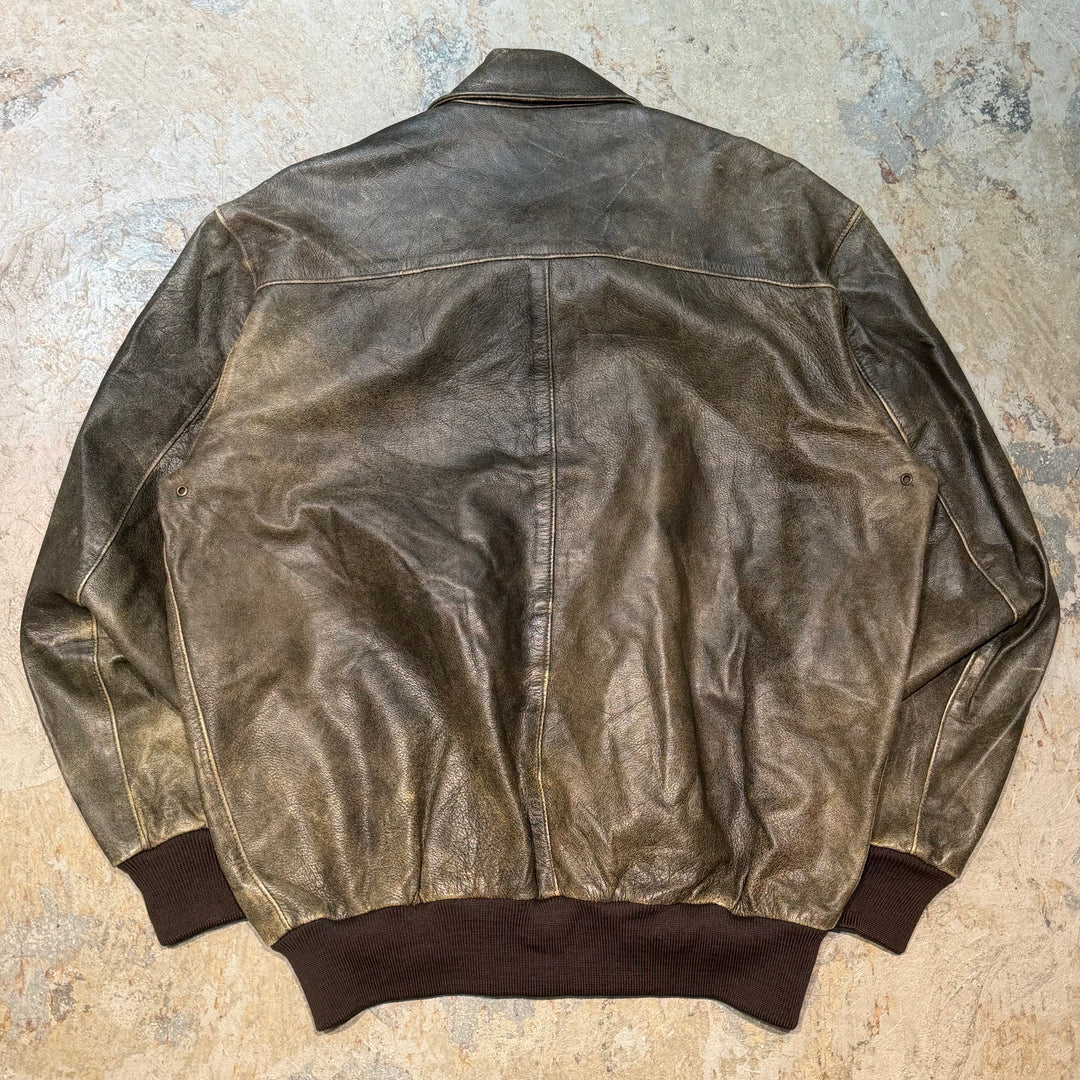 古着 USA製 70's~80's L.L.Bean/エルエルビーン/ジップアップレザージャケット/ サイズXL相当
