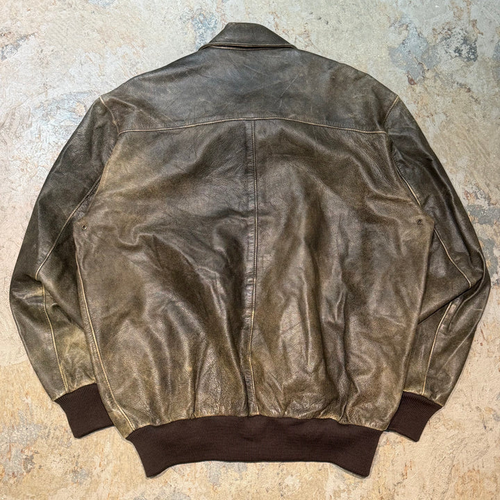 古着 USA製 70's~80's L.L.Bean/エルエルビーン/ジップアップレザージャケット/ サイズXL相当