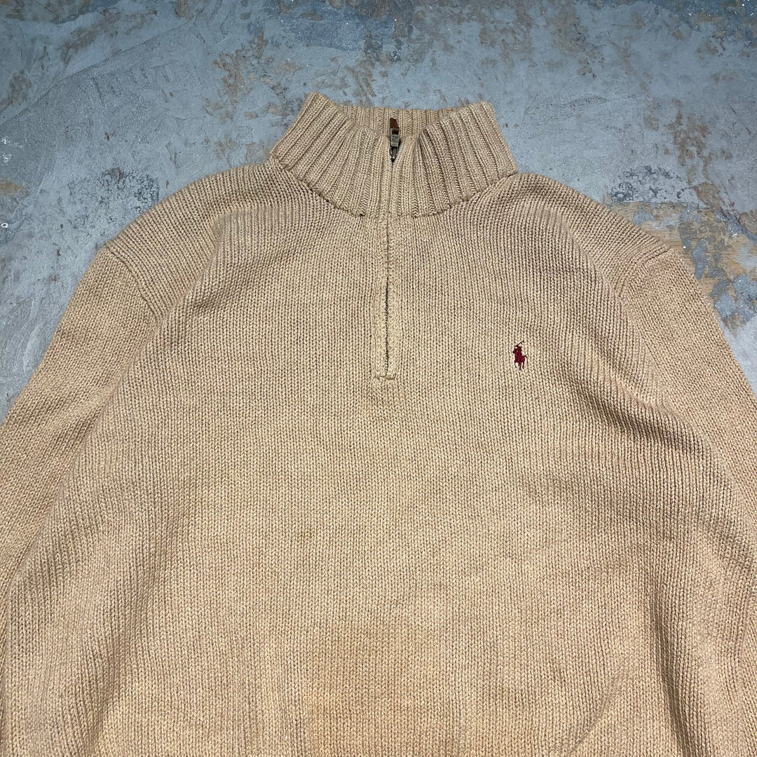 #3349 古着 Polo Ralph Lauren/ポロラルフローレン / Half Zip Cotton Knit Sweater/ハーフジップ コットンニット セーター / サイズXXL