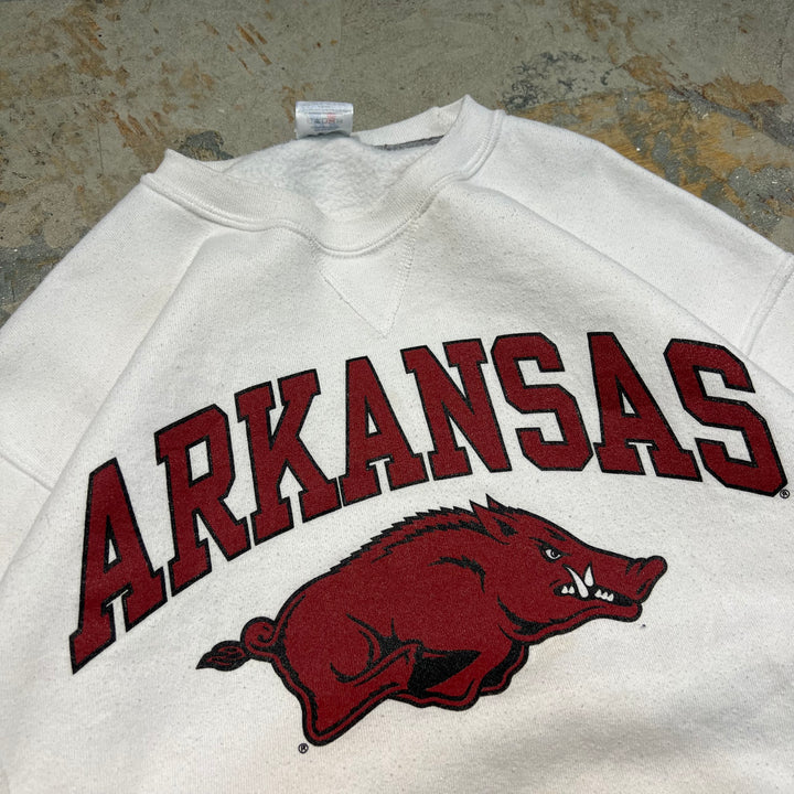 #4051 古着 Russell Athletic/ラッセルアスレチック/Crew Neck College Sweat Shirts/クルーネックカレッジスウェット/ARKANSAS RAZORBACKS/アーカンソー大学/アメフト/サイズM