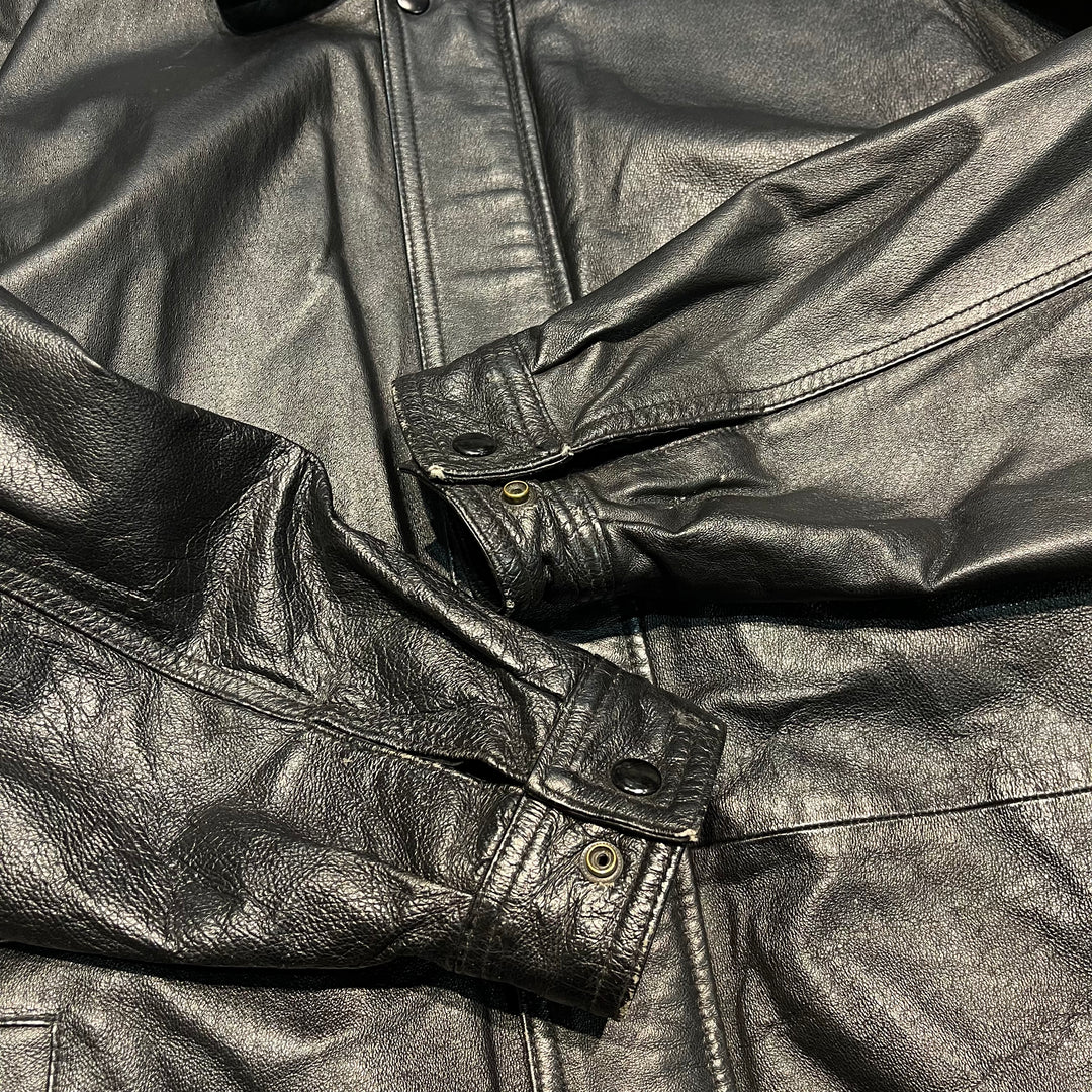 #1855 Unknow old clothes/Leather jacket/full zip leather jacket/size Ⅿ