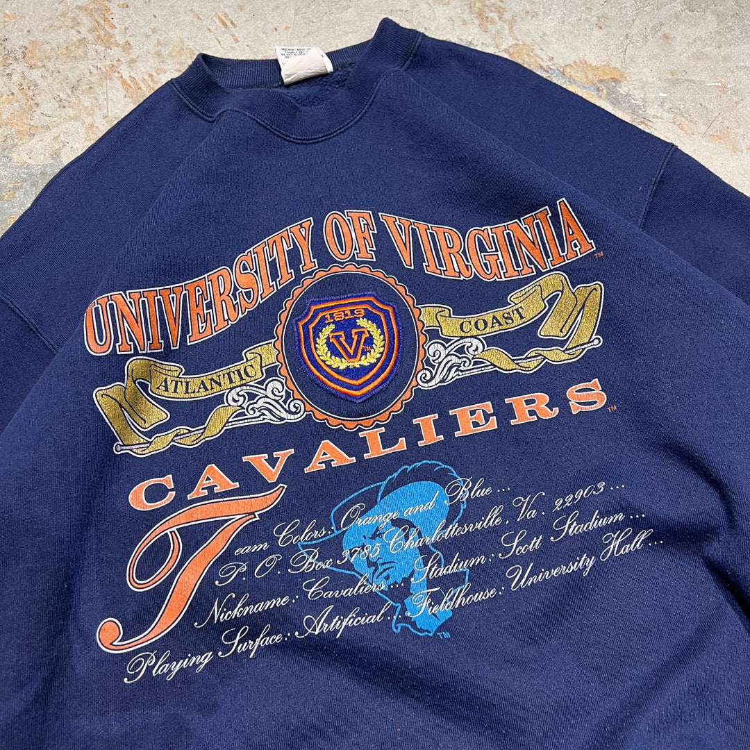 #3976 古着 NUTMEG /Crew  Neck Sweat Shirt/クルーネックスウェット/UNIVERSITY OF VIRGINIA/カレッジロゴ/MADE IN U.S.A/サイズXL