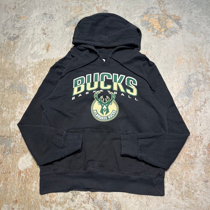 #4167 古着 NBA/Pull over Parker/プルオーバーパーカー/BUCKS BASKETBALL/ミルウォーキー・バックス/サイズL