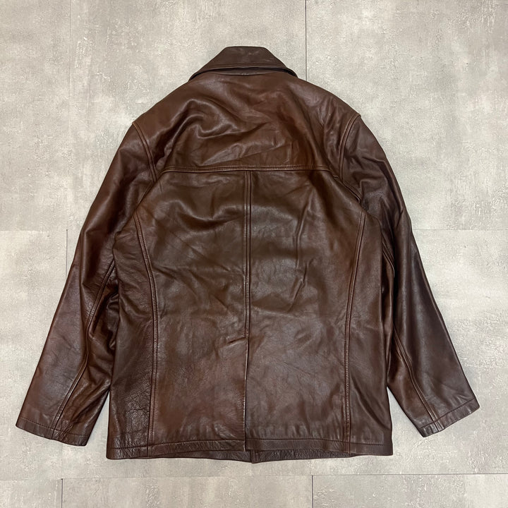 #1868 Unknow 古着/Leather jacket/フロントボタンレザージャケット/サイズM