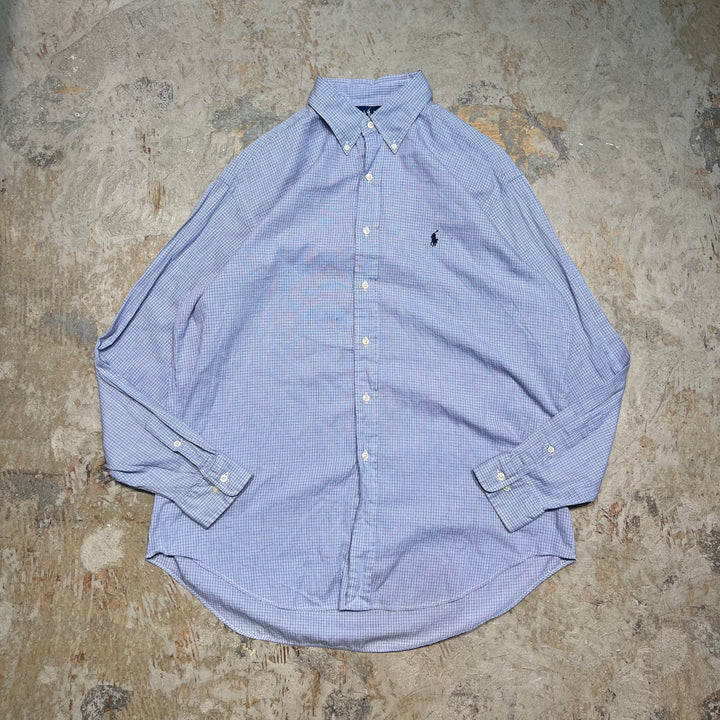 #4402 古着 Ralph Lauren/ラルフローレン/Long Sleeve Button Down Shirt/長袖ボタンダウンシャツ/チェック柄/YARMOUTH/サイズ16 1/2 34/35