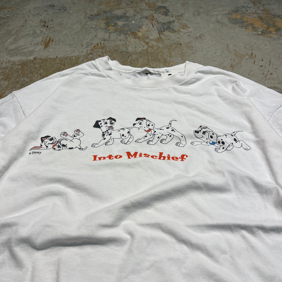 #4667 古着 Disney/ディズニー/short sleeve print t-shirt Tee/半袖プリントTシャツ/101匹わんちゃん/シングルステッチ/Into Mischief/サイズXL