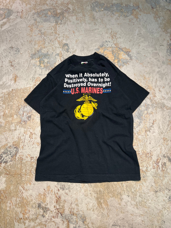 #4538 古着 92's FRUIT OF THE LOOM/フルーツオブザルーム/U.S.MARINES/海兵隊/short sleeve print t-shirt Tee/半袖プリントTシャツ/シングルステッチ/サイズM