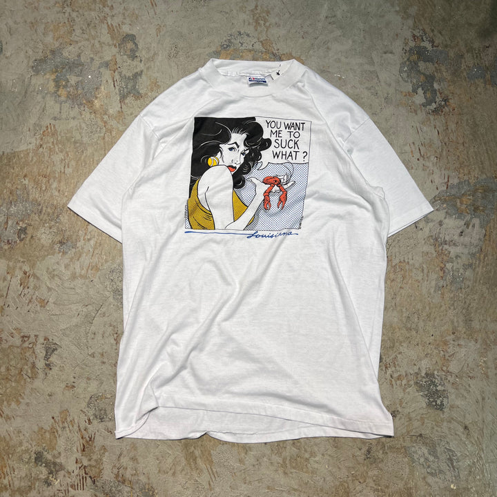 古着 80's~ USA製 アメコミ/"you want me to suck what?"/ヴィンテージ シングルステッチ プリントTシャツ/サイズXL相当