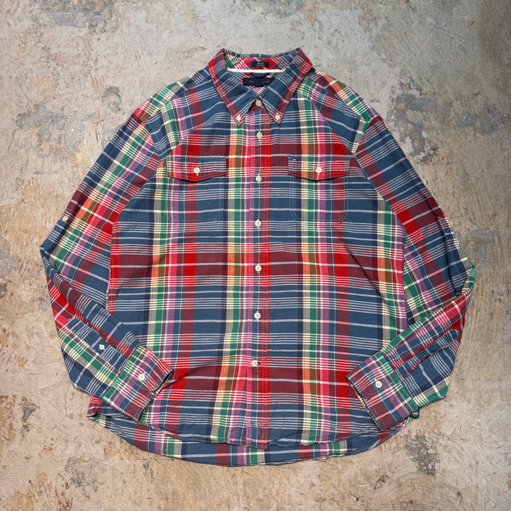 旧衣服TOMMY HILFIGER/汤米希尔费格/长袖衬衫/格子图案/尺寸XL