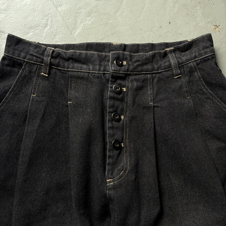 2タックウォッシュデニムワイドパンツ/セットアップ着用可