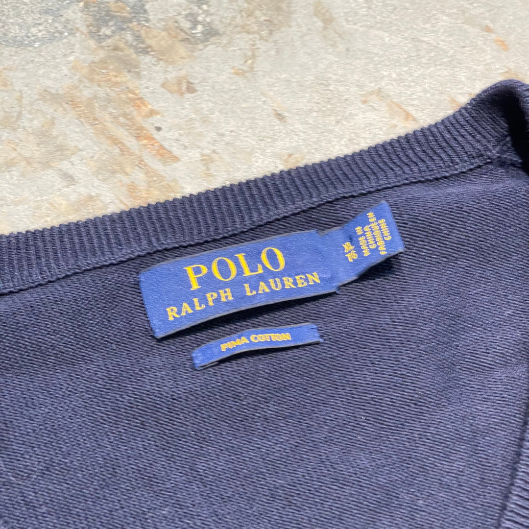 #3716 古着 POLO by Ralph Lauren/ラルフローレン / PIMA Cotton knit V Neck Sweatrer Shirts/ピマコットLンニットＶネックセーター/サイズXL