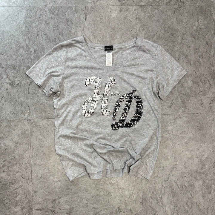 古着 Harley-Davidson ハーレーダビッドソン プリントTシャツ レディース Y2K Vネック サイズL