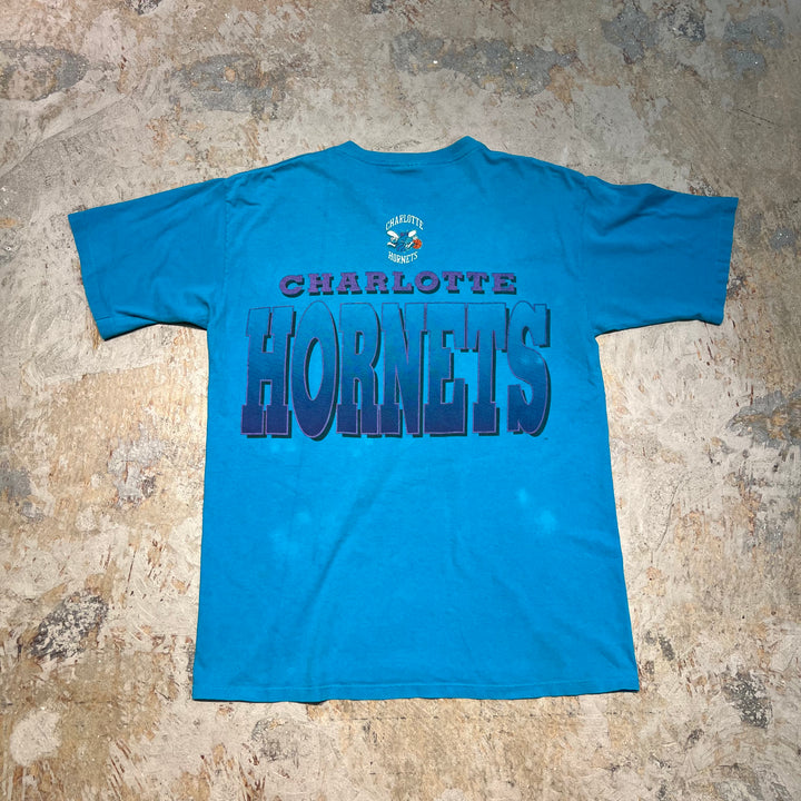 古着 USA製 90's STARTER/スターター NBA / シャーロット･ホーネット / ヴィンテージ シングルステッチ プリントTシャツ/サイズL-XL相当