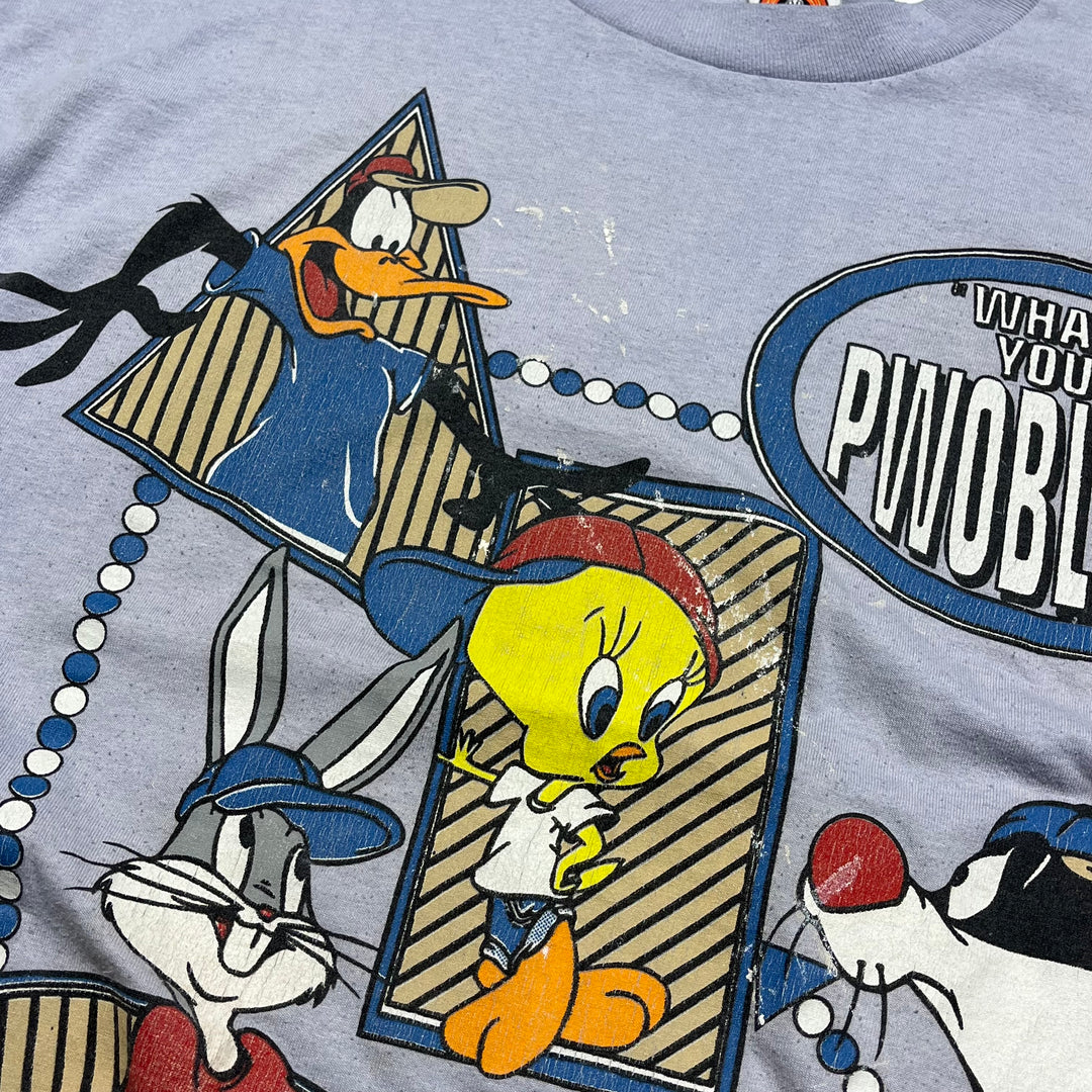 古着 USA製 90's ルーニーテューンズ/ワーナーブラザース/ヴィンテージ シングルステッチ プリントTシャツ/サイズXL