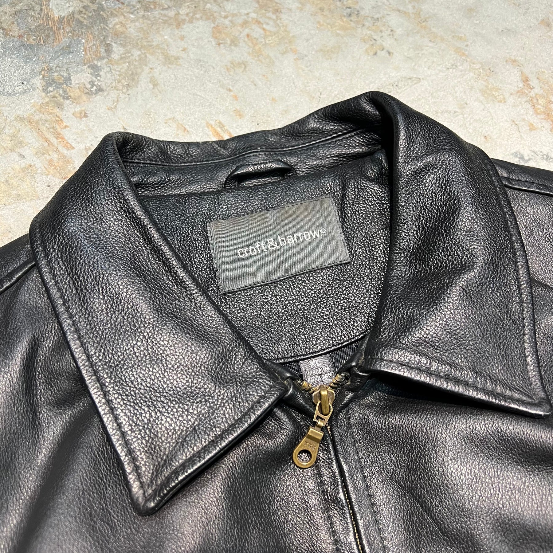 3195 古着 croft&barrow/Leather jacket/ジップアップレザージャケット 