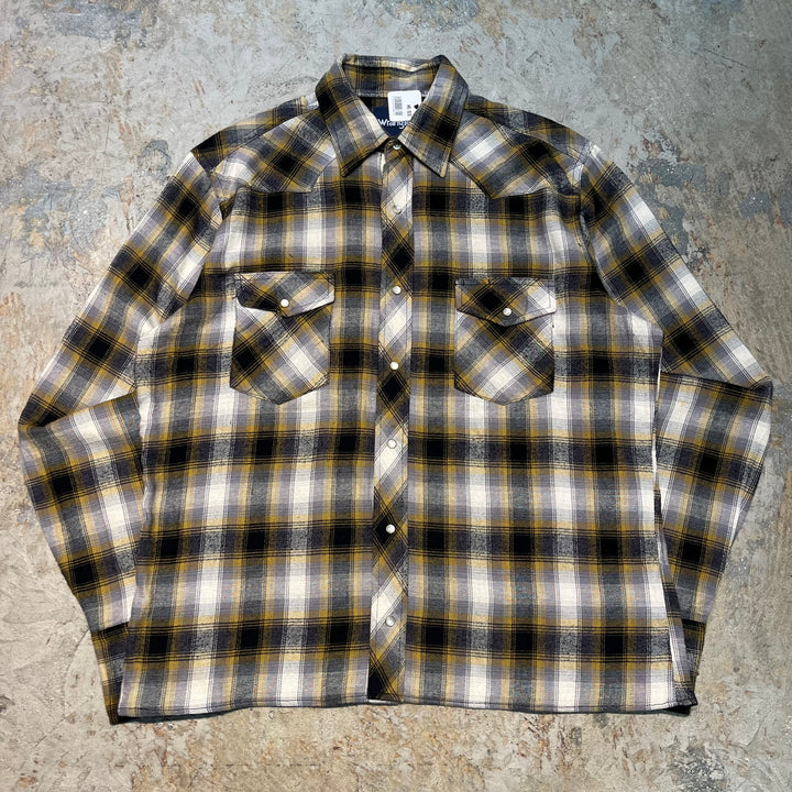 古着 Wrangler/ラングラー / 長袖 ウエスタンシャツ/ チェック柄/リメイク/サイズL