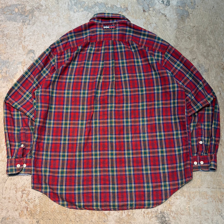 旧衣服TOMMY JEANS/汤米牛仔裤/纽扣长袖衬衫/格子图案/尺寸XL