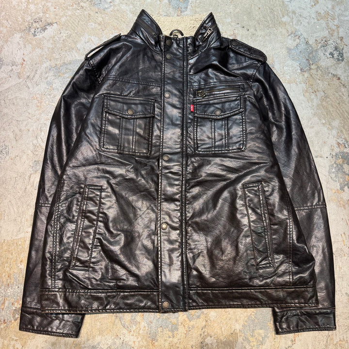 古着 Levi's/リーバイス/ジップアップフェイクレザージャケット /裏地ボア/サイズXL