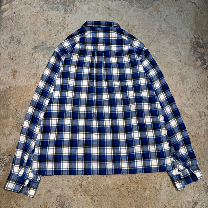 古着 eddie bauer/ エディーバウアー/ ボタンダウン長袖短丈リメイクシャツ/ チェック柄/ サイズL