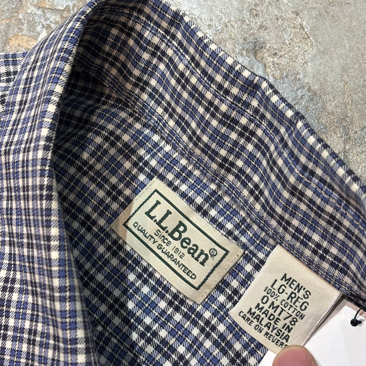 旧衣服l.l.bean / elbean /纽扣长袖衬衫/格子图案/尺寸L