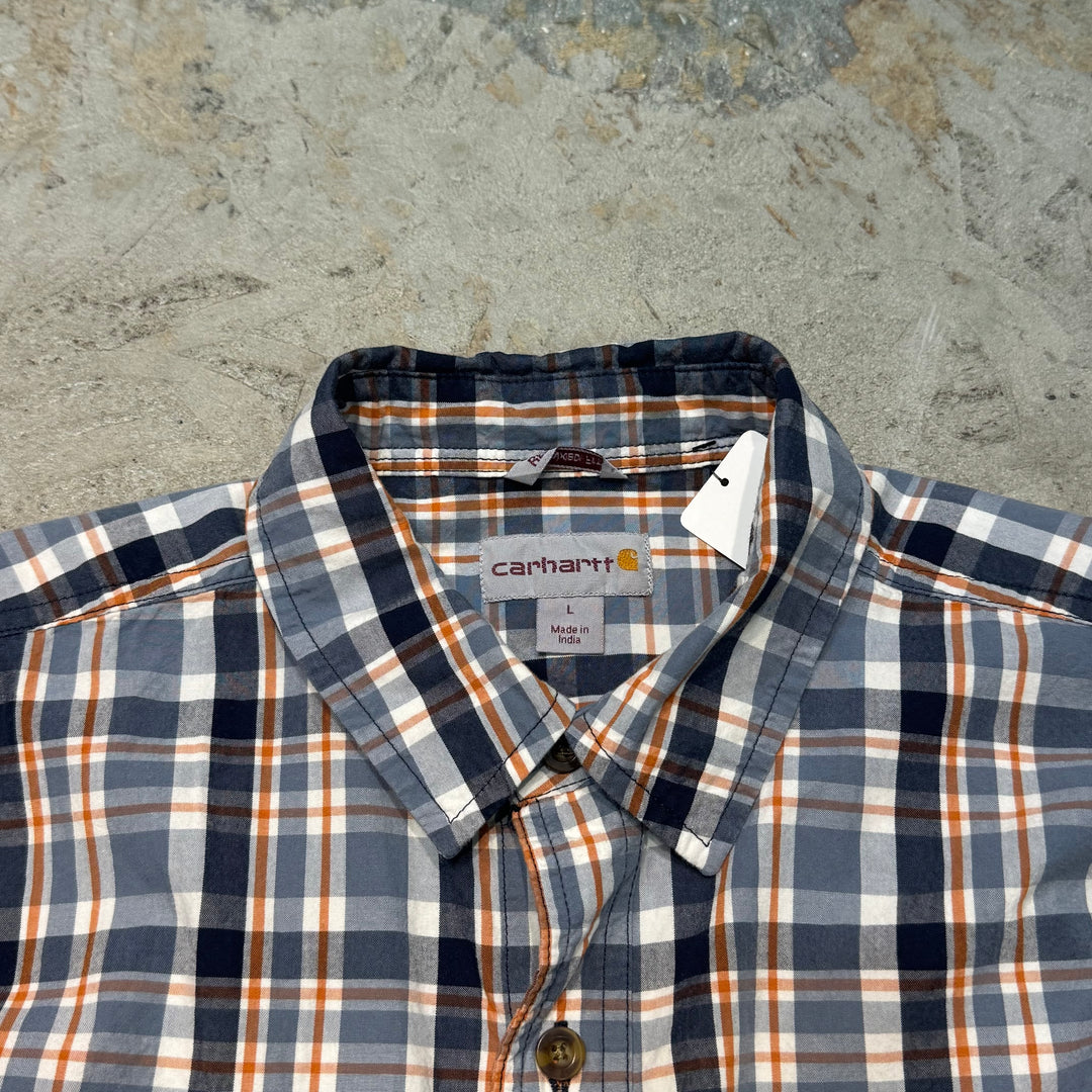 Used clothing carhartt/ short sleeve shirt/ checkered pattern/ size L