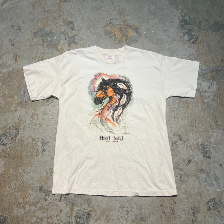 古着 USA製 90's JAN TAYLOR/ジャンテイラー/グラフィック/ヴィンテージ シングルステッチプリントTシャツ/サイズL