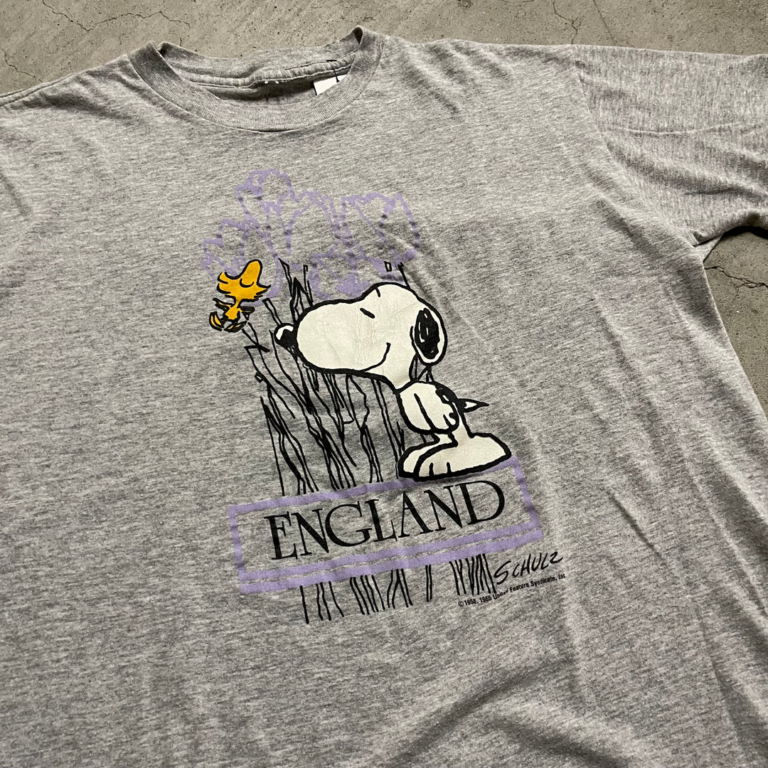 古着 PEANUTS/スヌーピー/イングランド/ヴィンテージ シングルステッチ プリントTシャツ/サイズL相当