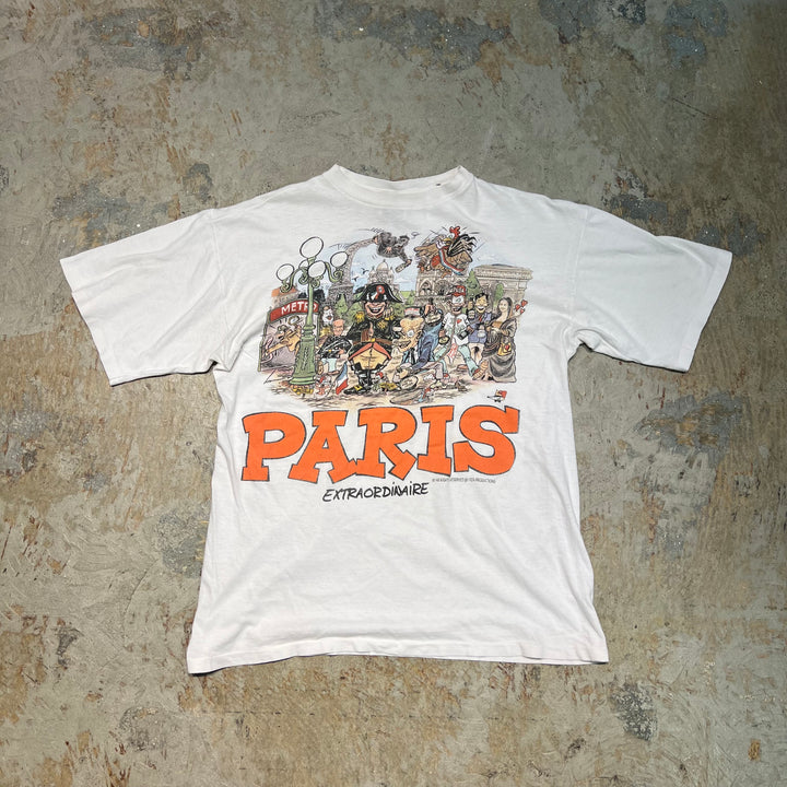 古着 90's PARIS/EXTRAORDINAIRE/並外れた/ヴィンテージ シングルステッチプリントTシャツ/サイズM