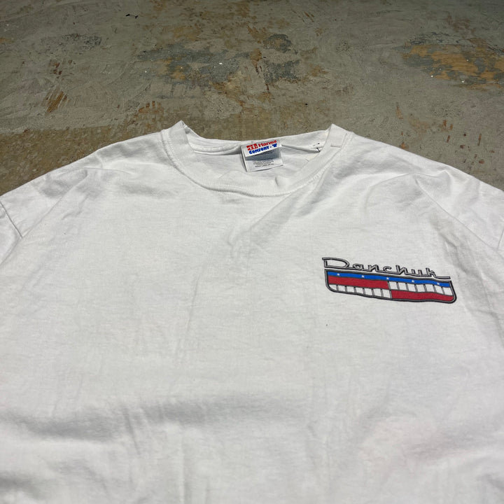 古着 90's ヘインズ シボレーホットロッド/レーシング/See Ya DANCHUK/カークラシック/プリント Tシャツ/サイズL