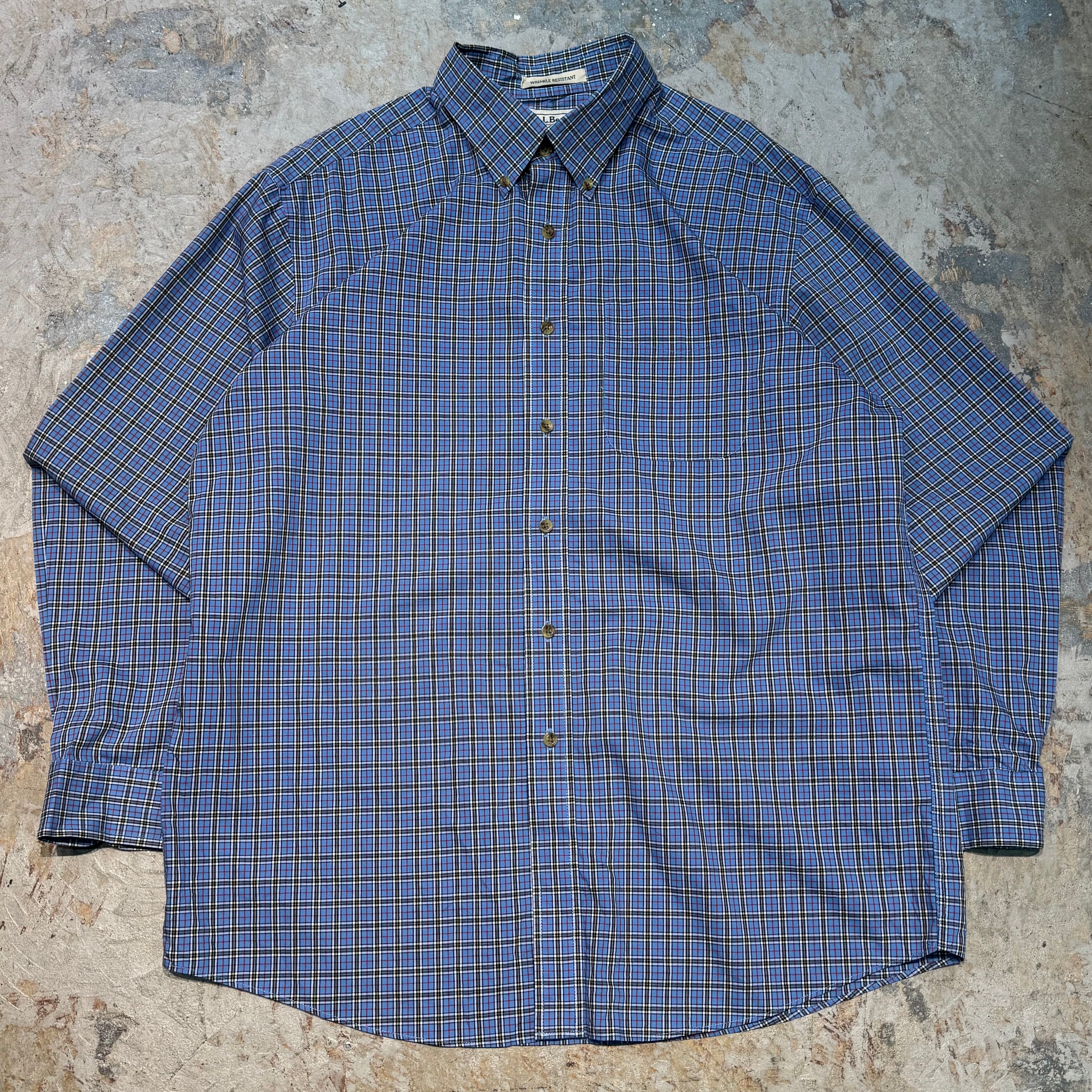 【美品】L.L.Bean エルエルビーン チェック柄長袖シャツ Sサイズ エルエルビーン シアサッカー チェック柄 長袖シャツ BDシャツ 緑青