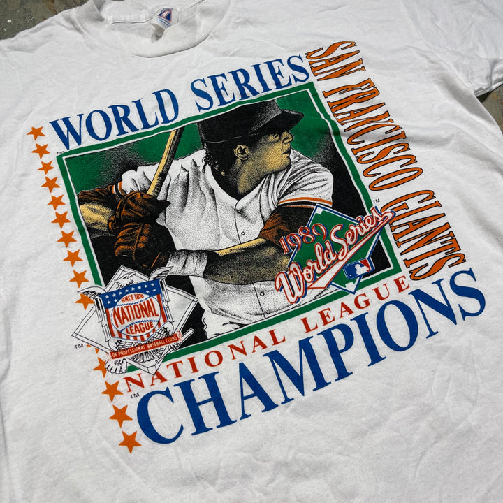 古着 USA製 89's SANFRANCISCOGIANTS/サンフランシスコジャイアンツ/ワールドシリーズ/MLB/プリントTシャツ/サイズL